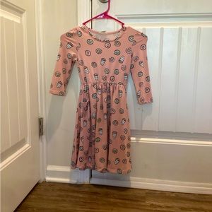 Emma & Elsa Girls Quarter Sleeve Dress with pockets, Pink with donuts size 7